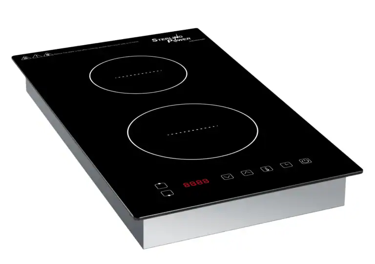 Induction cooktop with two heating zones and digital display